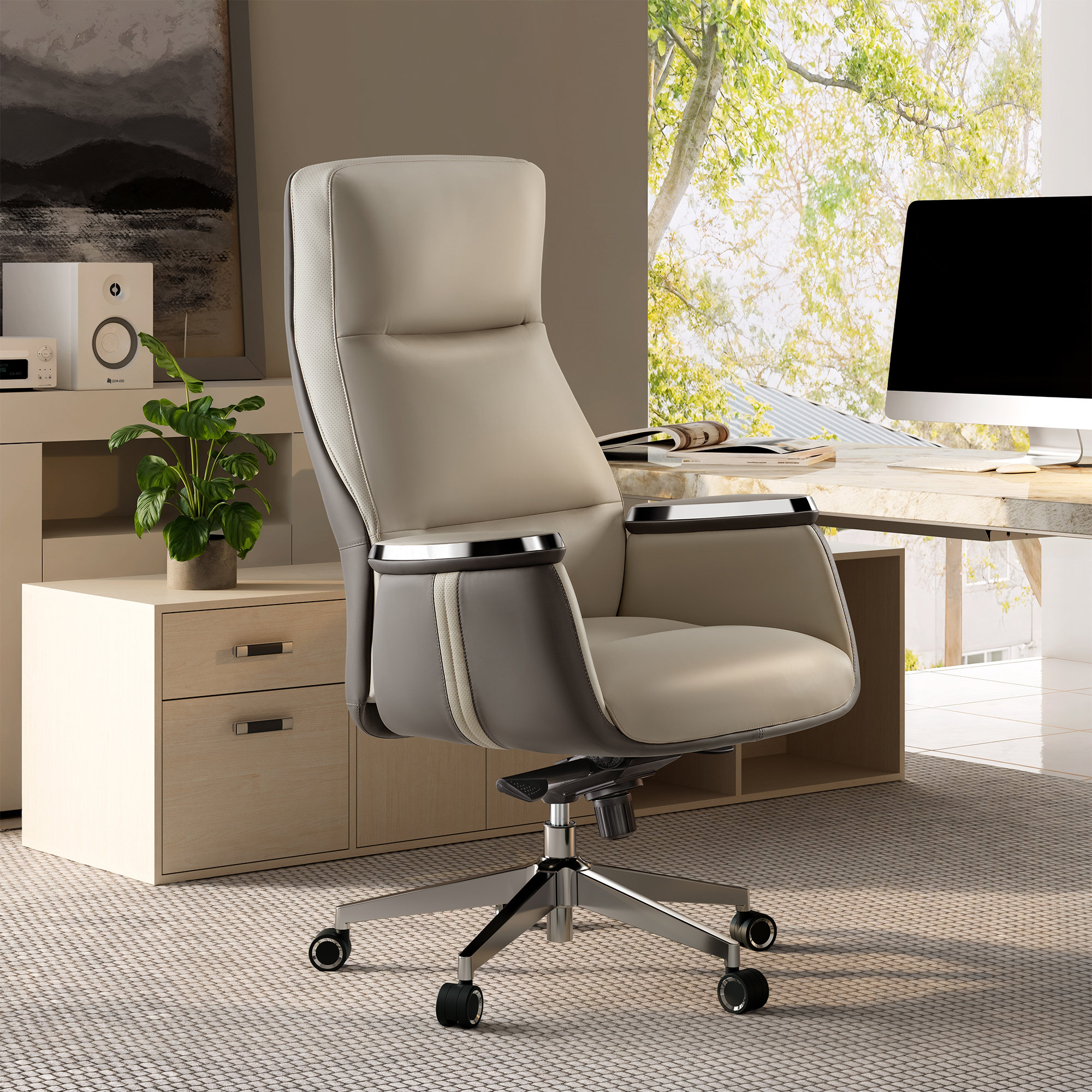 根来平卓　MA291 Upper Square™ Jaedyn Executive Leather Office Chair & Reviews